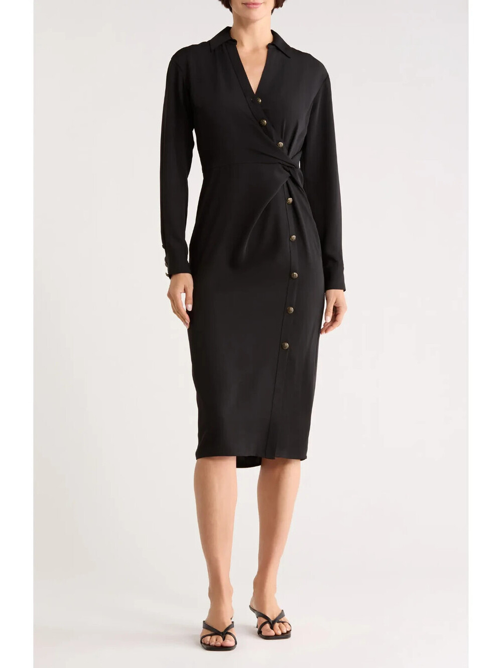 NEW, Veronica Beard Wright Long Sleeve Shirtdress in Black Sz 6 #MD2582